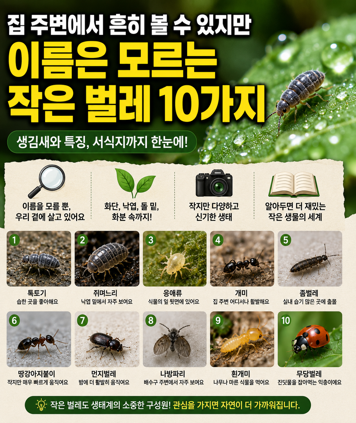이름은 모르는 작은 벌레 10가지