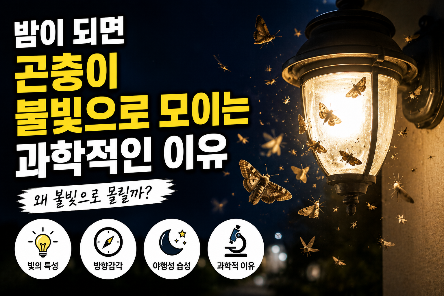 곤충이 불빛으로 모이는 과학적인 이유