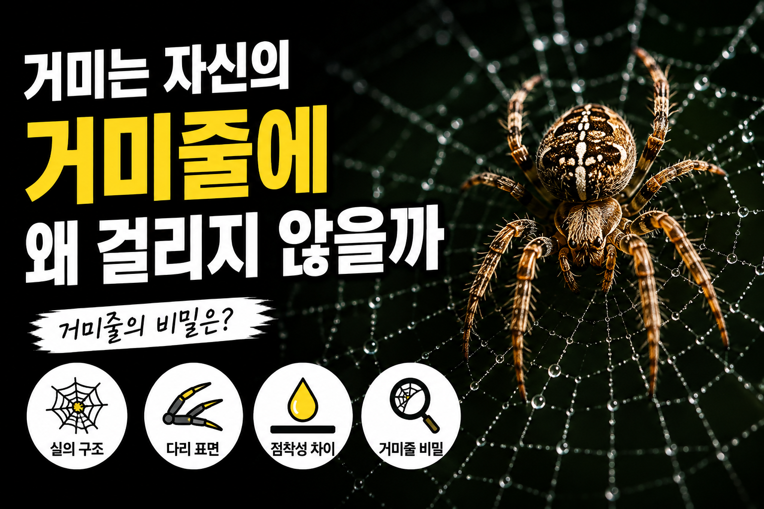 거미는 자신의 거미줄에 왜 걸리지 않을까