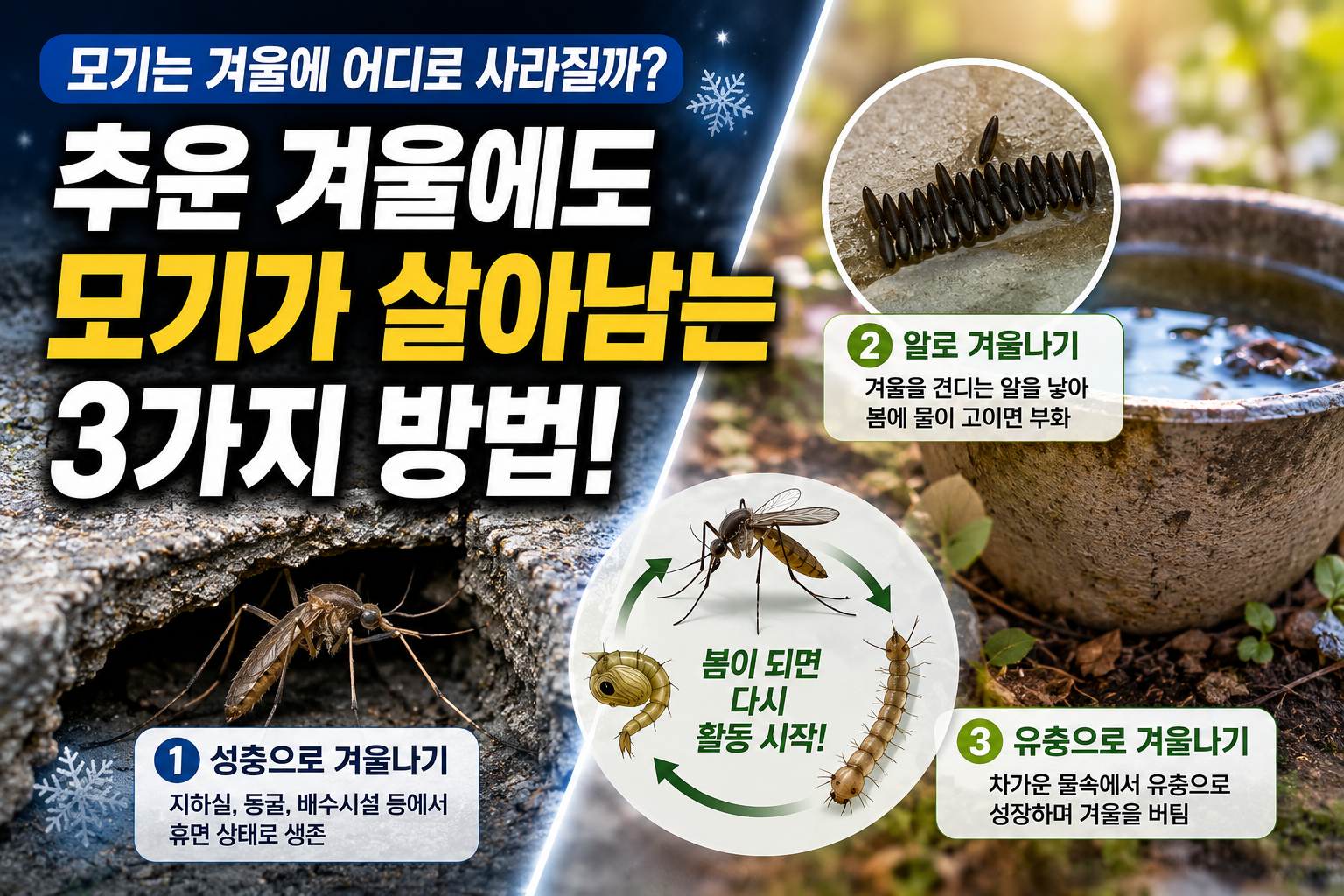 추운겨울에도 모기가 살아남는 3가지 방법