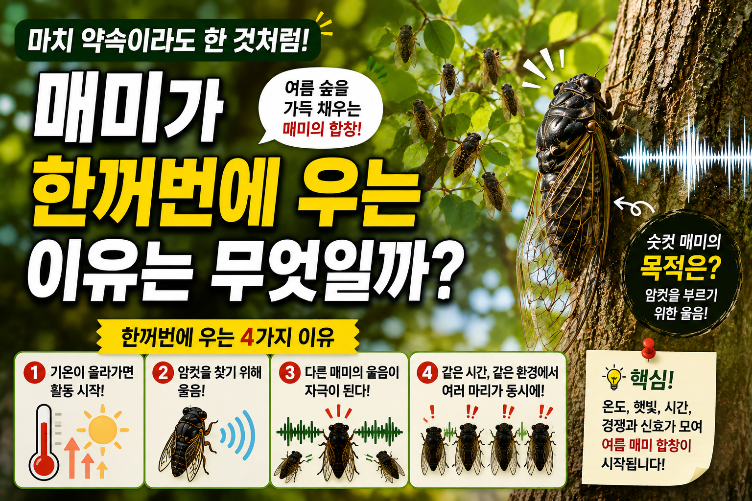 매미가 한꺼번에 우는 이유는 무엇일까